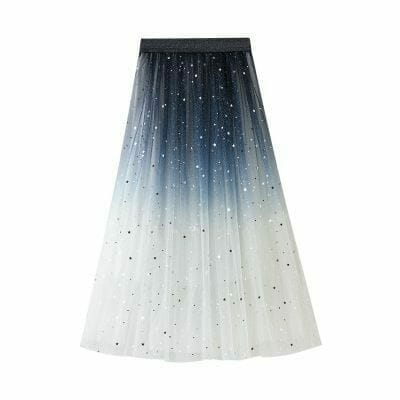 Sequin Glitter Layered Tulle Midi Skirt