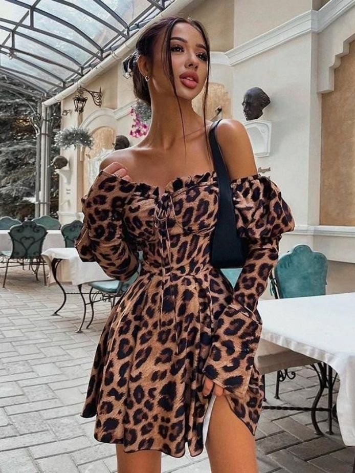 Leopard off shoulder Dress