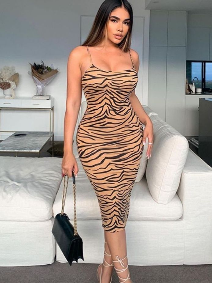 Tiger Print Sleeveless Dress