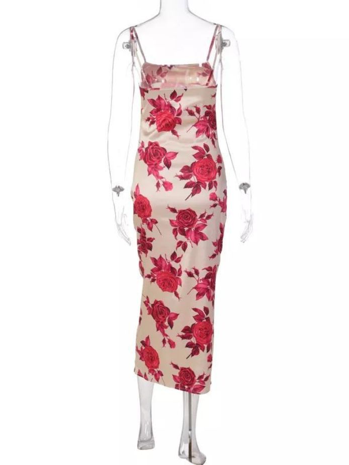 Satin Floral Elegant Dress – Doll Up Boutique