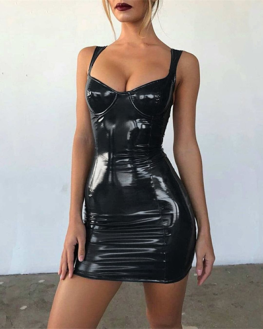 PU Leather Sexy Bodycon Dress