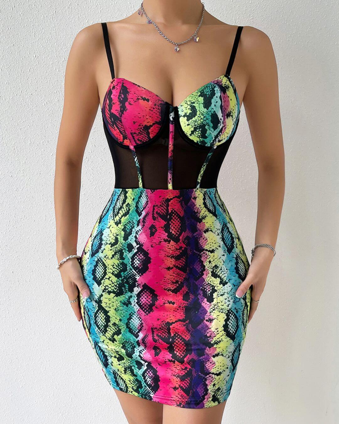 Multicolor Snake Print Dress