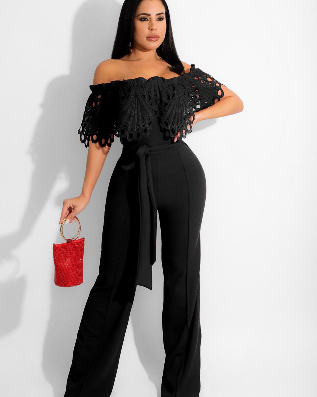 Tube Top Jumpsuit With Belt