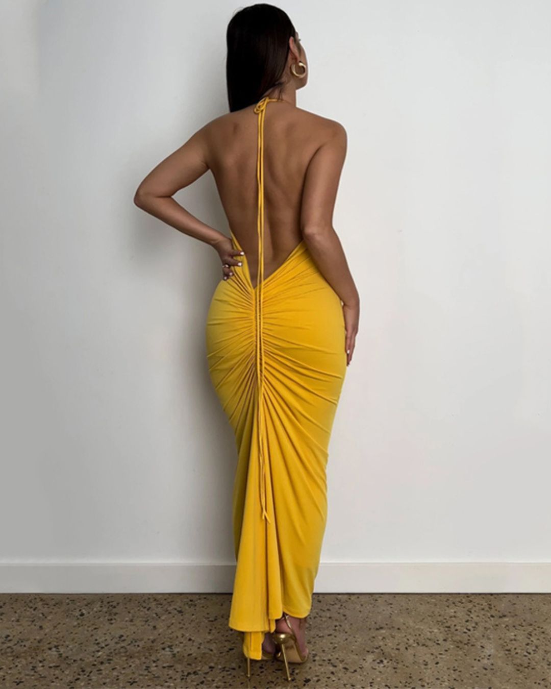 Sexy Slim Backless Ruched Dress