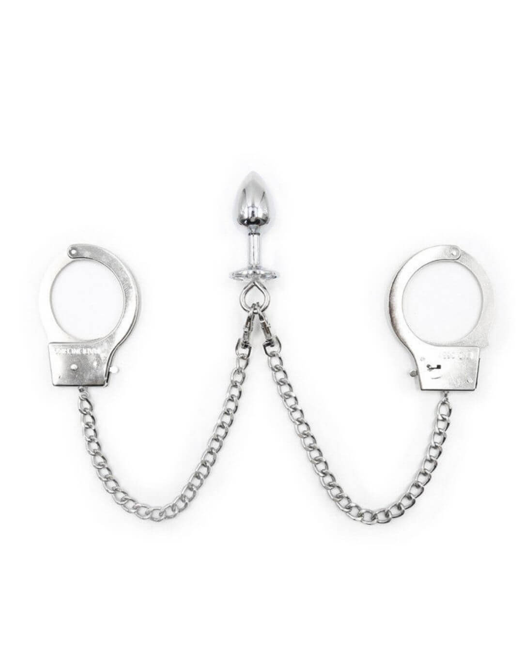 Metal Handcuffs Tethered Bondage Plug