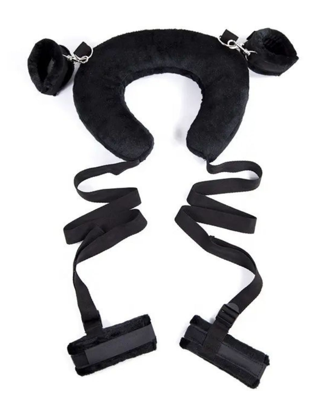 Straps Handcuffs Set with Soft Furry Comfortable Wrist and Ankle Cuffs