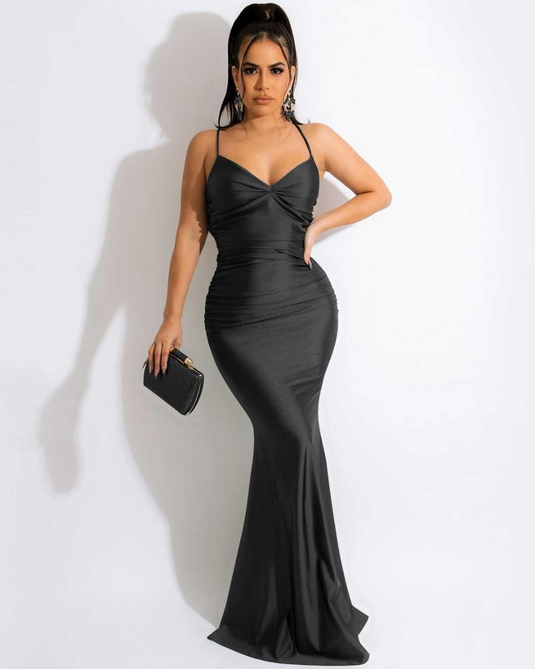 Silk Backless Ruched Bodycon Sexy