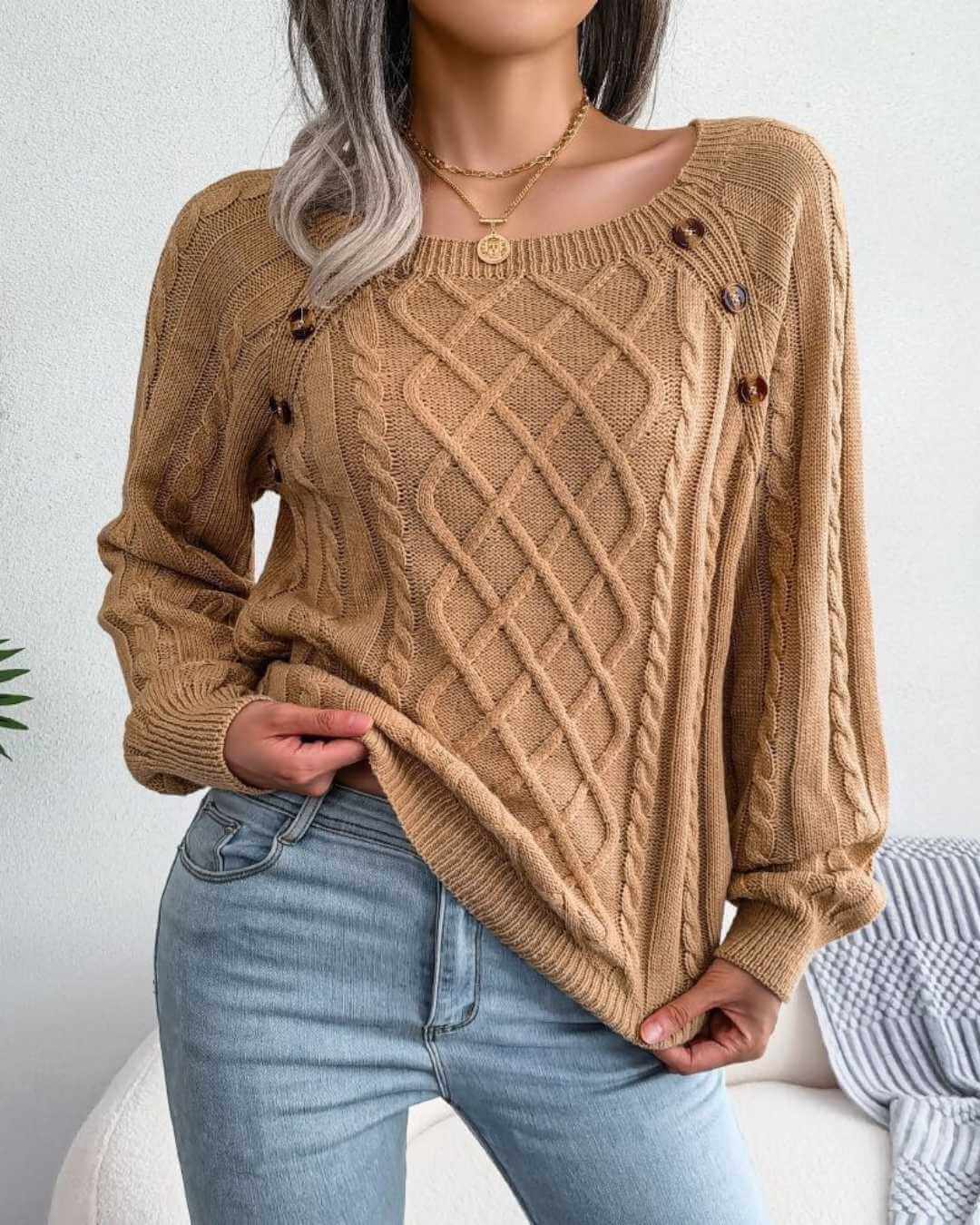 Lantern Sleeve Long Sleeve Sweater