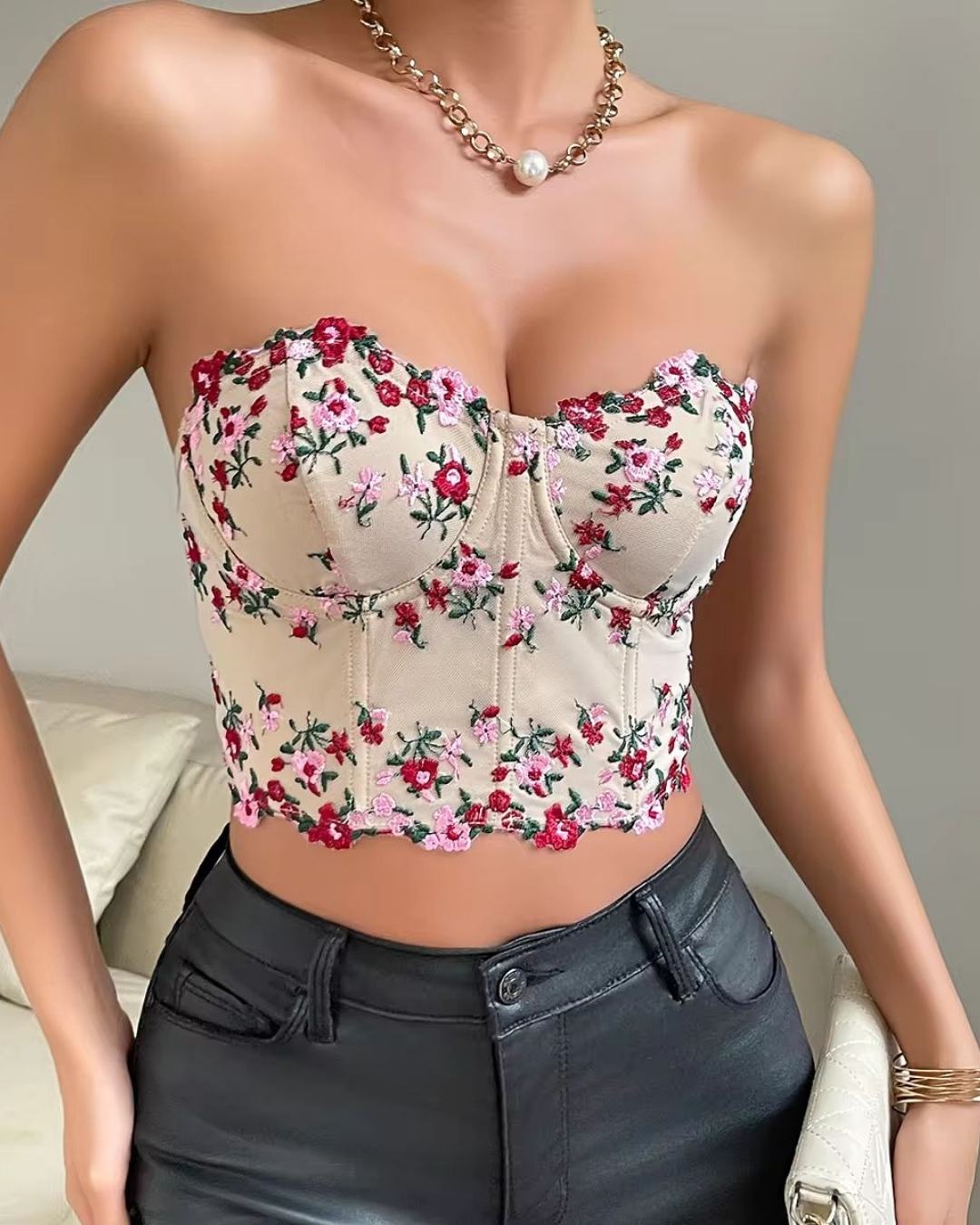 Floral Embroidery Corset