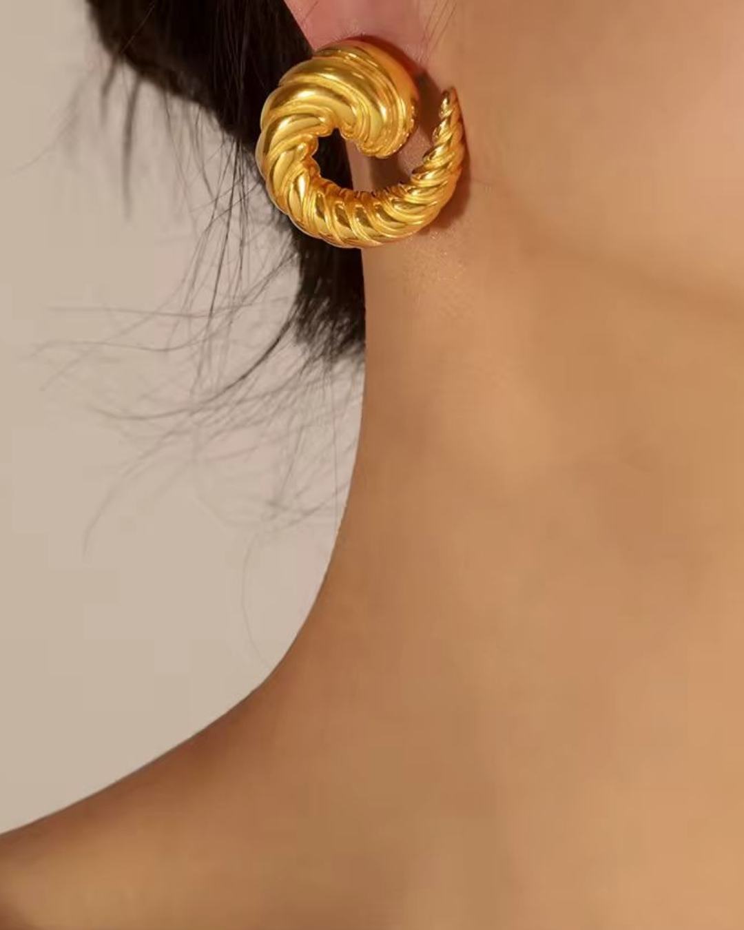 Gold Plated Silver Cow Horn Stud Earrings