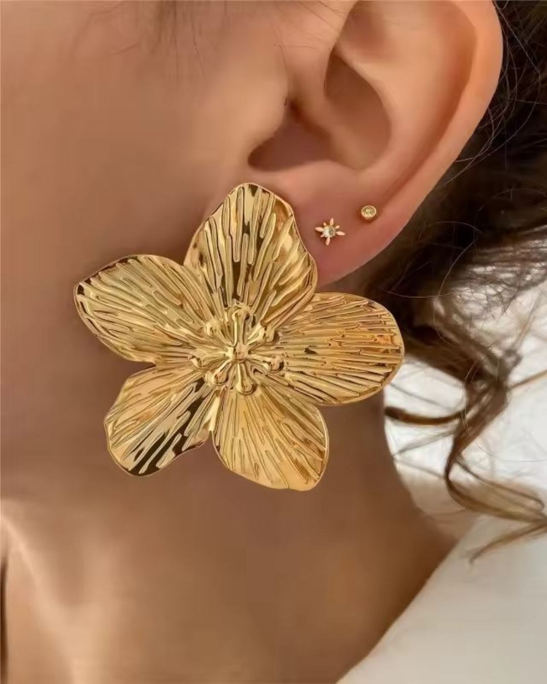 18k Stainless Steel Flower Earings