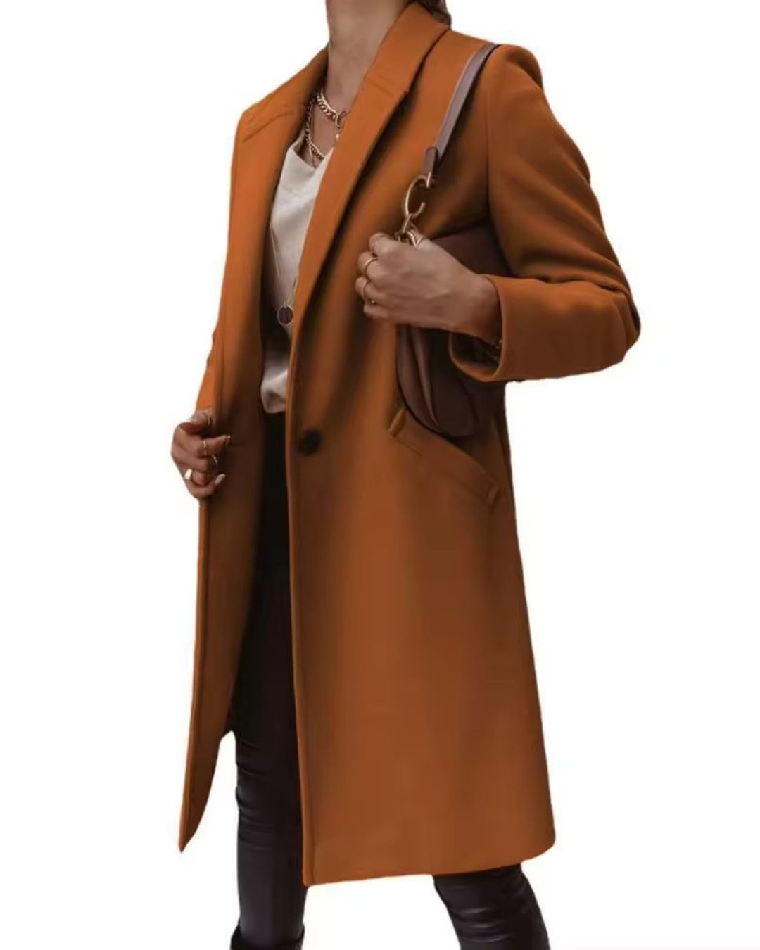 Single Button Pocket Trench Coat
