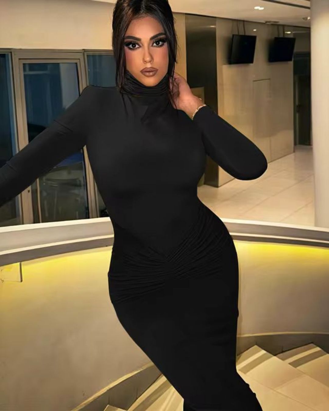 Long Sleeve Bodycon Ruched Dress