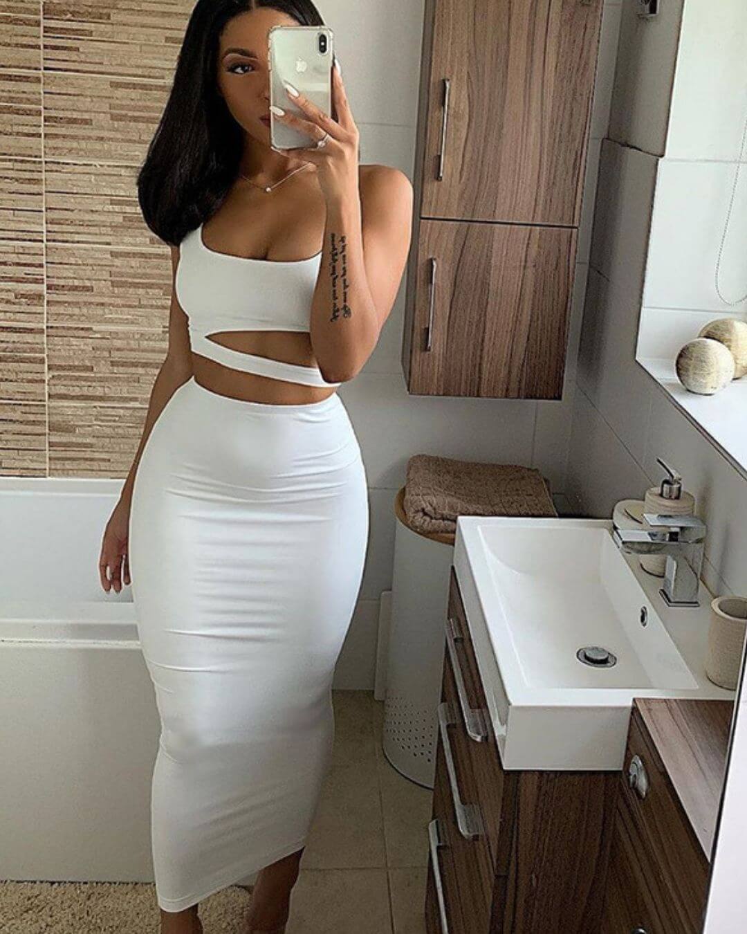 Cut-Out Crop Top & Midi Skirt Set