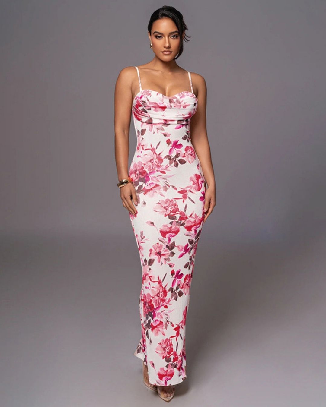 Floral Maxi Dress with Fitted Bodice