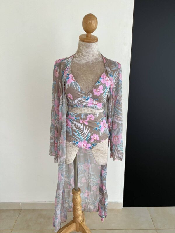 Sheer Floral Cover-Up with Matching Bikini - Image 3