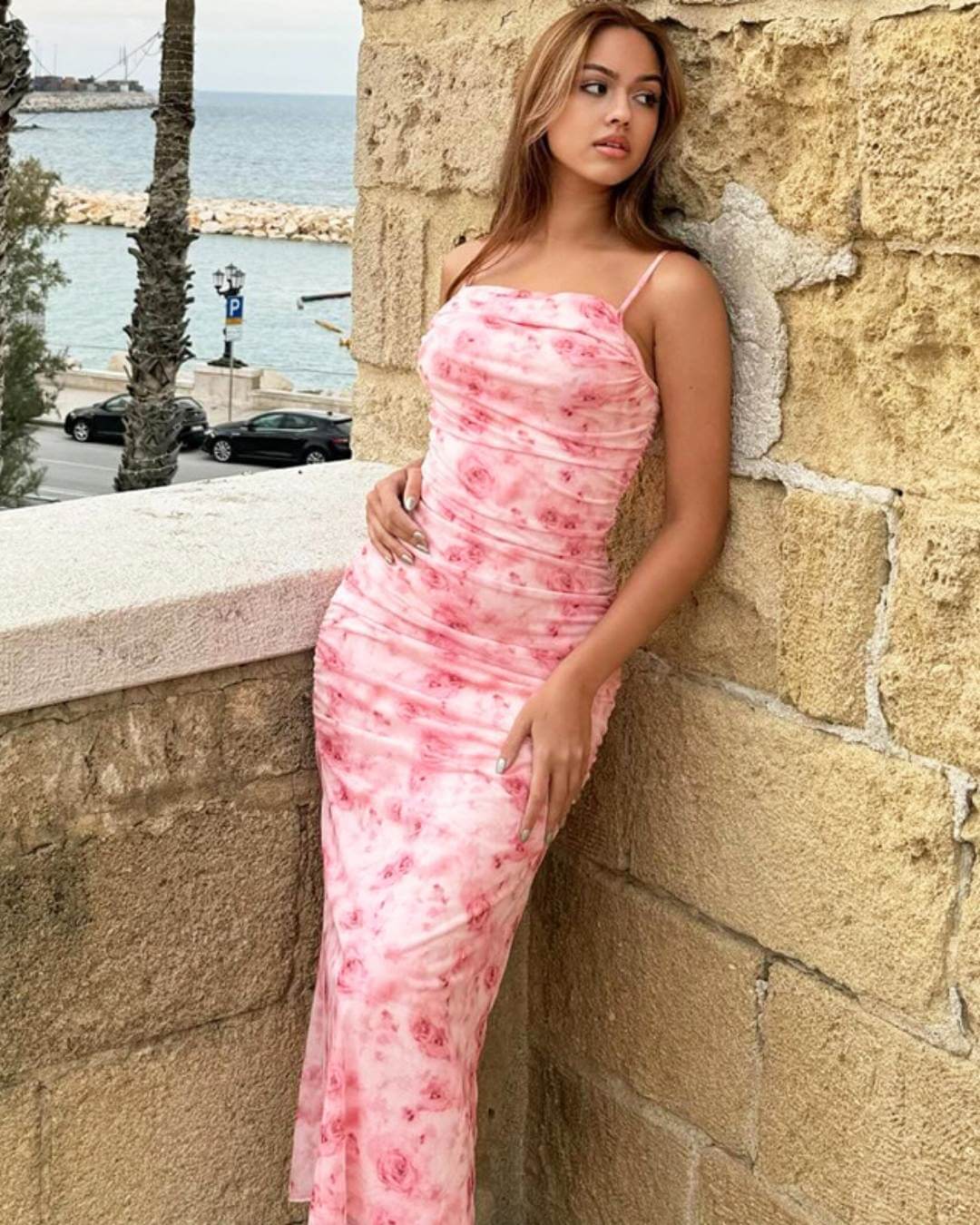 Pink Ruched Dress