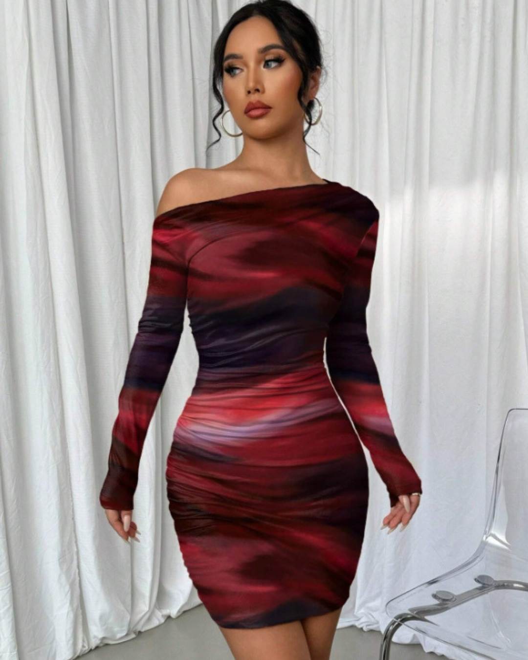 Marble Off-Shoulder Dress