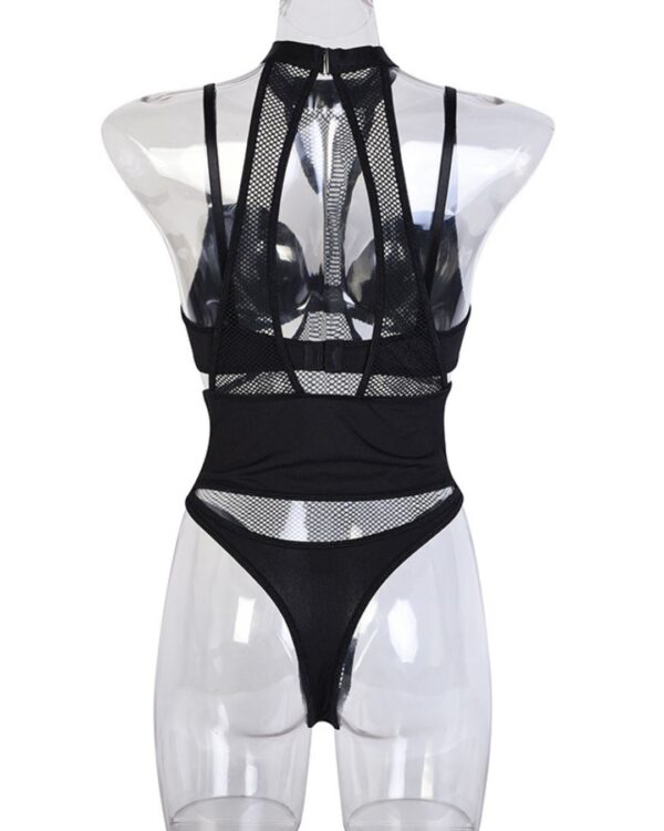 Black Fishnet Push Up Bodysuit - Image 6