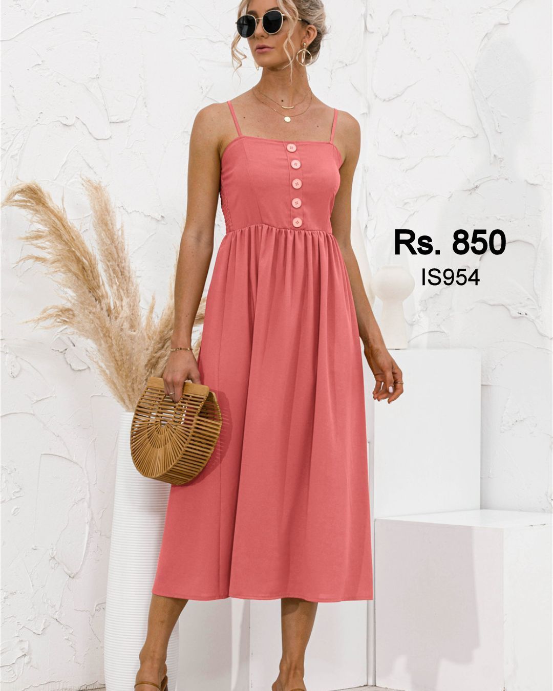 Spaghetti Strap Button Dress