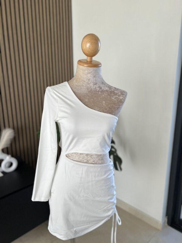 White One-Shoulder Ruched Set - Image 3