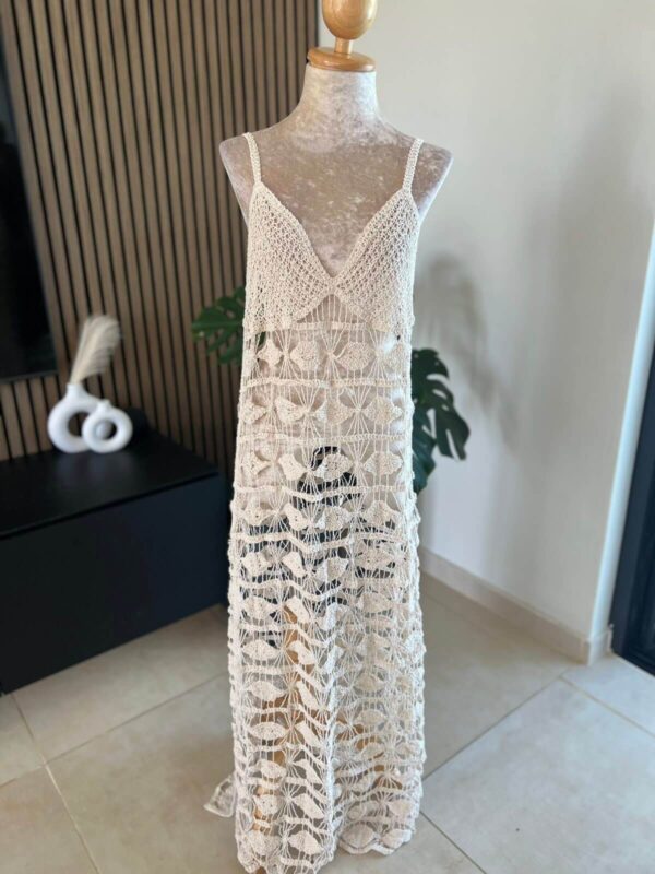 Beige Crochet Beach Dress - Image 3