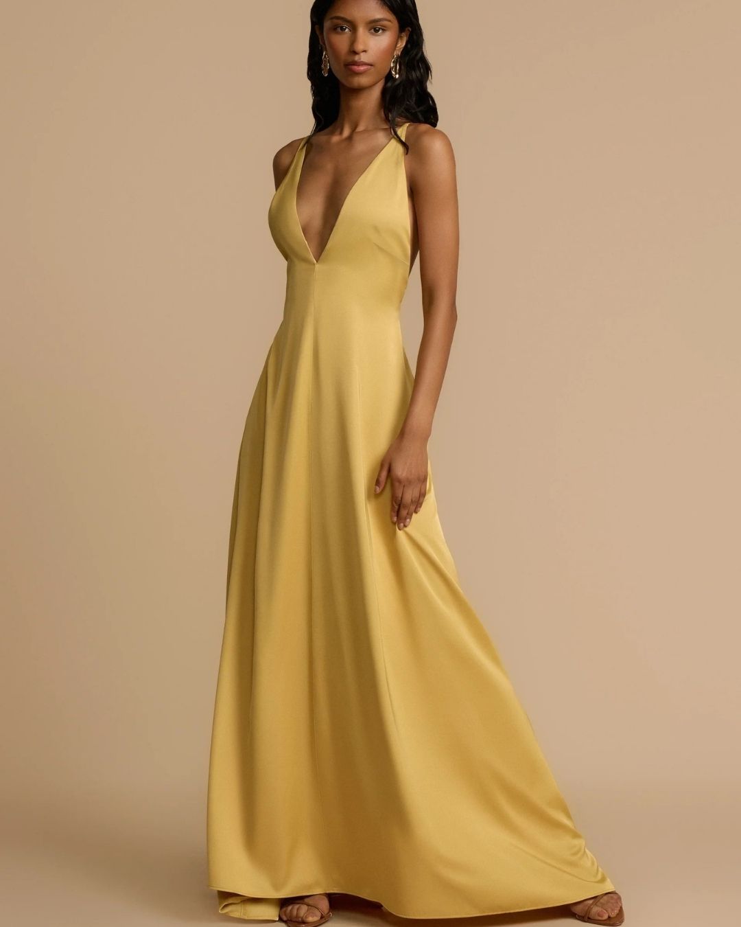 Deep V-Neck Maxi Flowy Dress