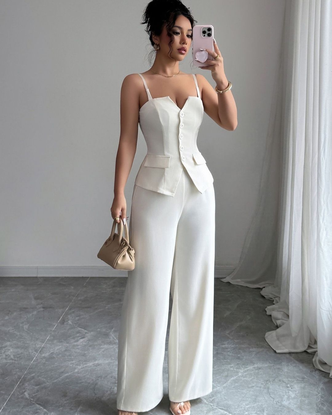 Spaghetti Strap Top and Pants Set