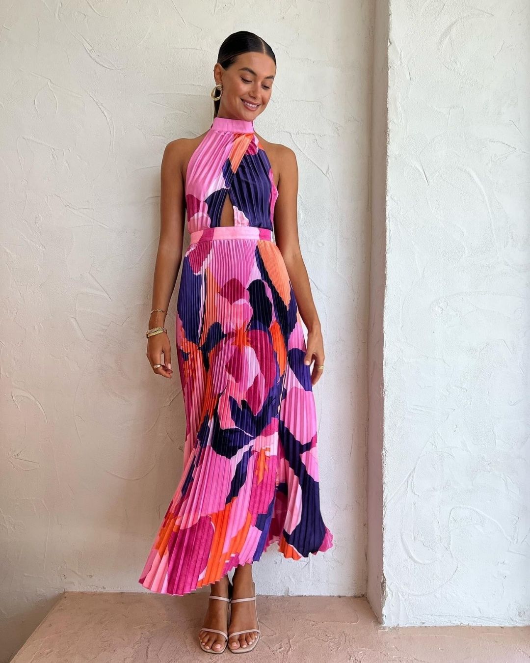 Open Back Pleated Dress