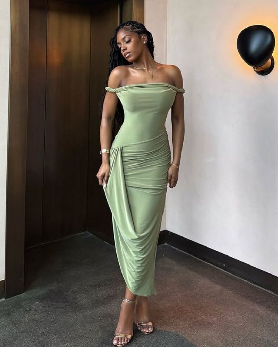 Off-Shoulder Ruched Bodycon Dress